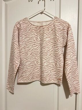 Zebra Print Long Sleeve Top in Blush and Cream